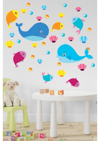 Çocuk Sevimli Balıklar ve Deniz Altı 43 Parça Duvar Sticker fiyatları