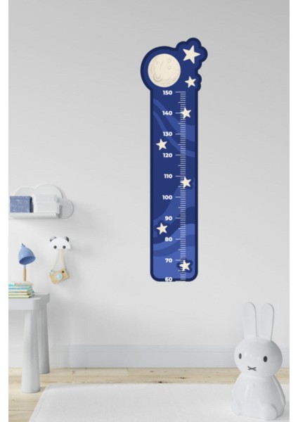 Çocuk Lacivert Gezegen ve Yıldız Başlıklı Boy Ölçme Sticker