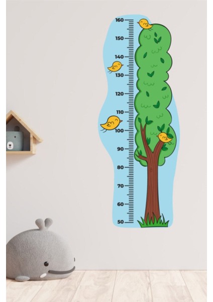 Çocuk Odası Ağaç Temalı Boy Ölçüm Cetveli Duvar Sticker
