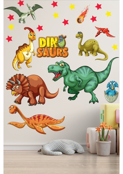 Echo Home Dinozor Çocuk Odası Duvar Sticker Seti Büyük Boy