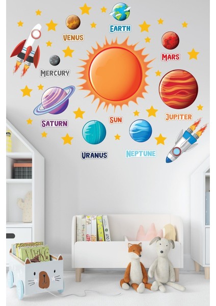 Güneş Sistemi ve Gezgenler Temalı Çocuk Odası Duvar Sticker