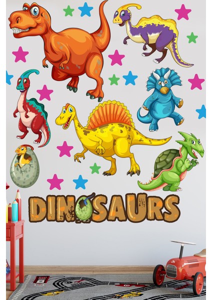 Dinozorlar Temalı Çocuk Odası Duvar Sticker