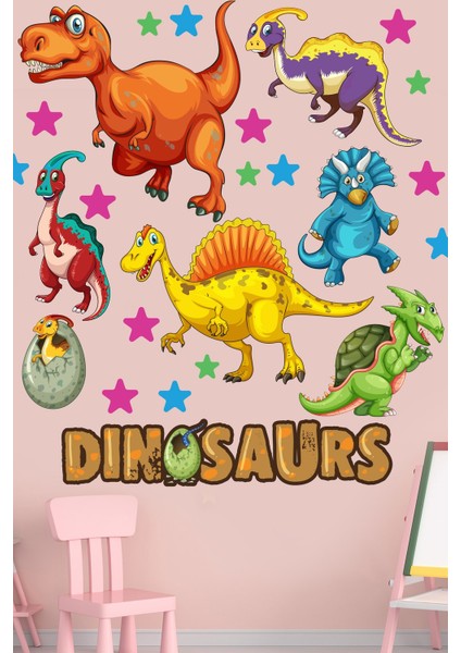 Dinozorlar Temalı Çocuk Odası Duvar Sticker