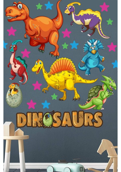 Dinozorlar Temalı Çocuk Odası Duvar Sticker