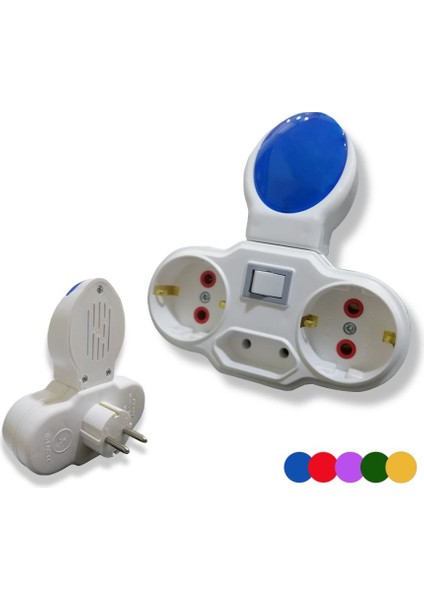 Gece Lambası Üçlü Golyat Prizli LED Anahtarlı Fetih 99-02