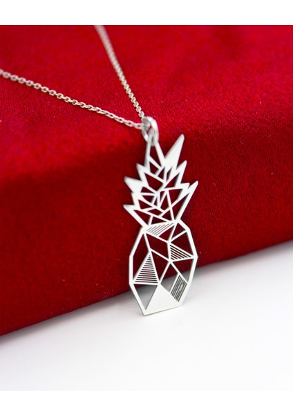 925 Ayar Gümüş Origami Ananas Kolye