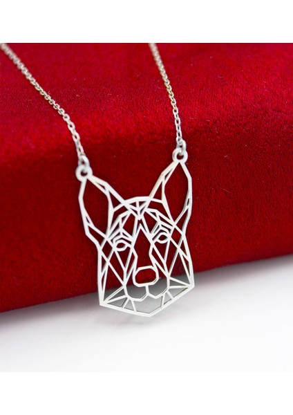 925 Ayar Gümüş Origami Doberman Köpek Kolye