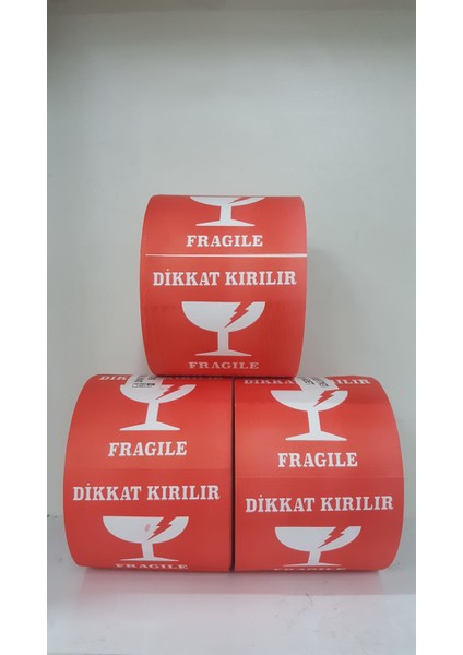 Etiket Kapıda Dikkat Kırılır Etiketi - Fragile 70*80MM - 1 Rulo 500 Adet Yapışkanı Kuvvetli