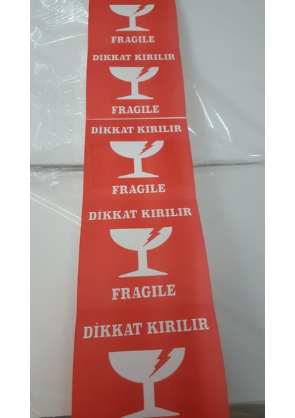 Etiket Kapıda Dikkat Kırılır Etiketi - Fragile 70*80MM - 5 Rulo 2500 Adet Yapışkanı Kuvvetli