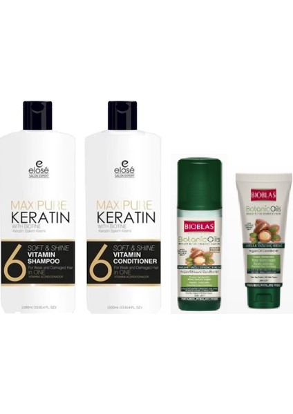 Keratin Tuzsuz Saç Şampuanı 1000 ml + Bioblas Sıvı Saç Kremi 200 ml
