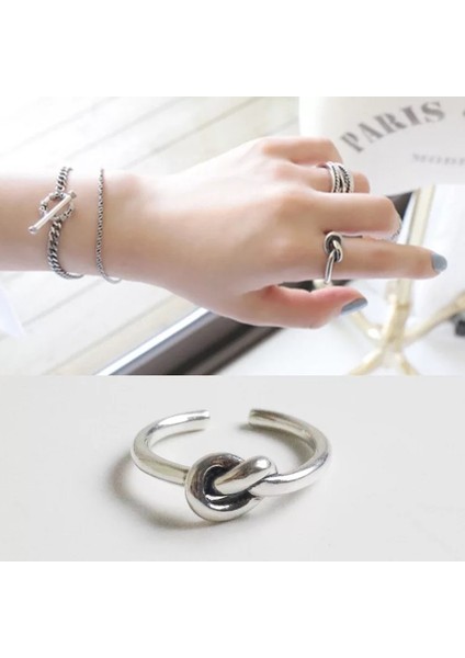 TS001342 - Düğümlü 925 Ayar Gümüş Kadın Yüzük fiyatları