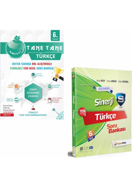 Nartest Yayınevi 6. Sınıf Defter Tadında Tane Tane Türkçe ve Hiper Zeka Sinerji Türkçe Soru Bankası