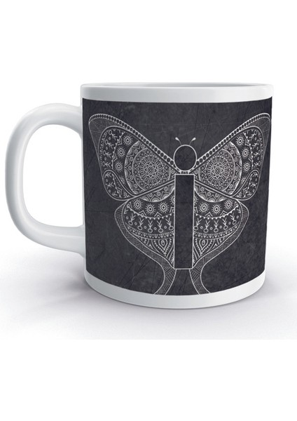 I Harfi Otantik Kelebek Tasarım Renkli Harfli Kupa Bardak