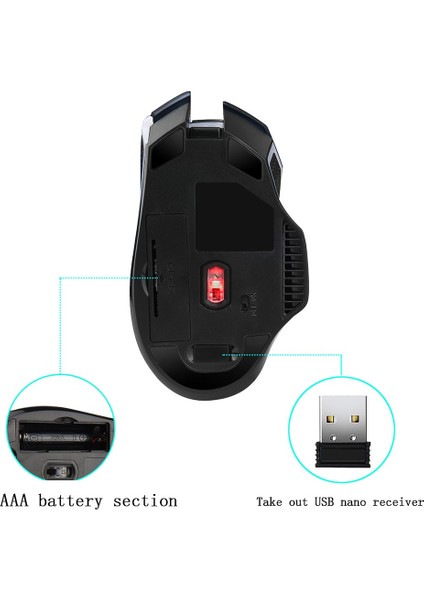 G821 2.4Hz Kablosuz Mouse Ayarlanabilir 2400DPI Siyah (Yurt Dışından)