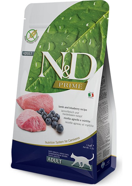 Kuzu Etli ve Yaban Mersinli Tahılsız Yetişkin Kedi Maması 1,5 kg