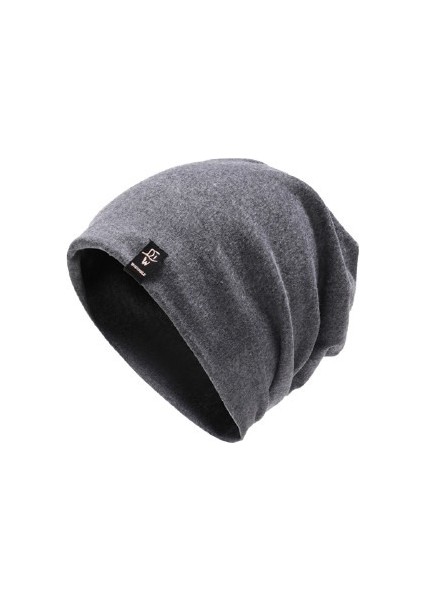 Erkek Sonbahar ve Kış Mevsimi Ince Kesit Pamuk Şapka Bere - Koyu Gri (Yurt Dışından)