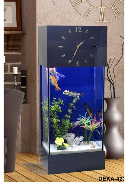 Full Set LED Işıklı Saat Kule Akvaryum DEKA-423 Mavi