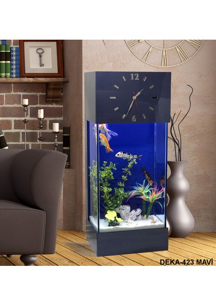 Full Set LED Işıklı Saat Kule Akvaryum DEKA-423 Mavi fiyatları