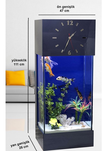Full Set LED Işıklı Saat Kule Akvaryum DEKA-423 Mavi modelleri