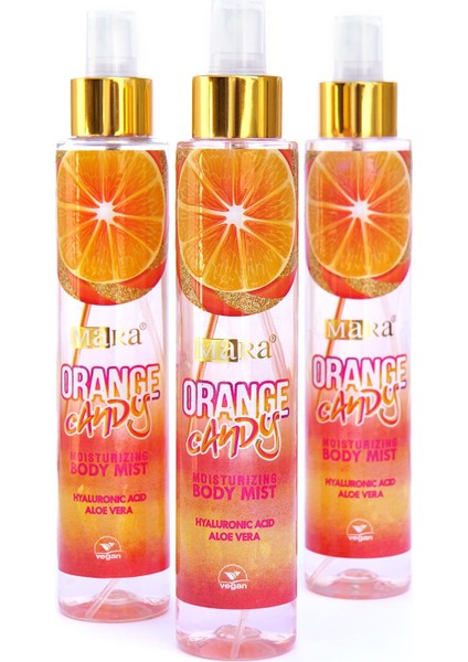 Orange Candy Aloe Vera ve Hyalüronik Asit Içeren Vücut Spreyi 150 ml
