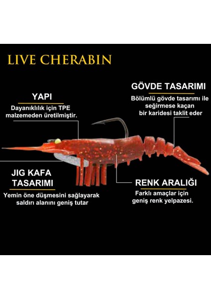 Live Cherabin 7 cm 7.4 gr Silikon Karides Yem