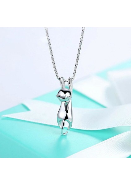 925 Ayar Gümüş Kedi Model Kadın Kolye ve Küpe Seti fiyatları