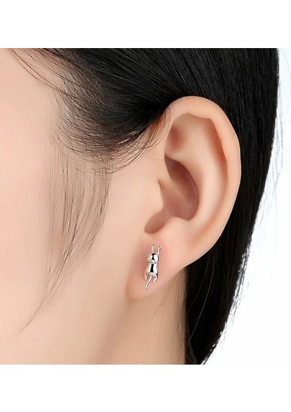 925 Ayar Gümüş Kedi Model Kadın Kolye ve Küpe Seti modelleri
