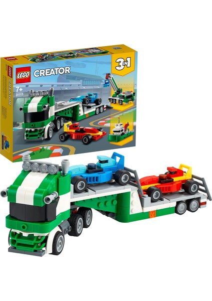 ® Creator 3'ü 1 Arada Yarış Arabası Taşıyıcı 31113 - Çocuklar İçin Yaratıcı Oyuncak Yapım Seti (328 Parça)