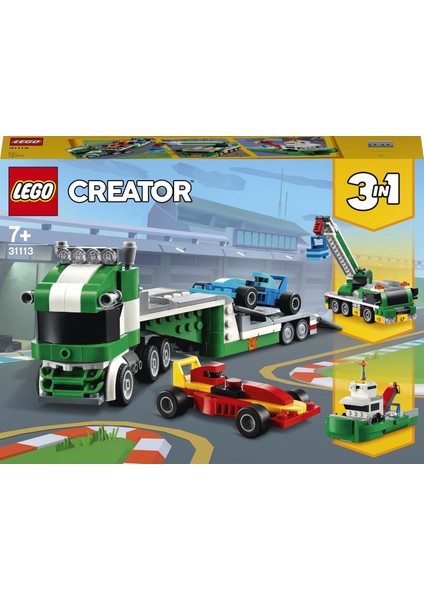 ® Creator 3'ü 1 Arada Yarış Arabası Taşıyıcı 31113 - Çocuklar İçin Yaratıcı Oyuncak Yapım Seti (328 Parça)