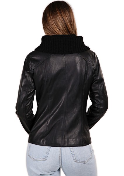 Deri Triko Kopişonlu Yakalı Deri Mont indirimleri