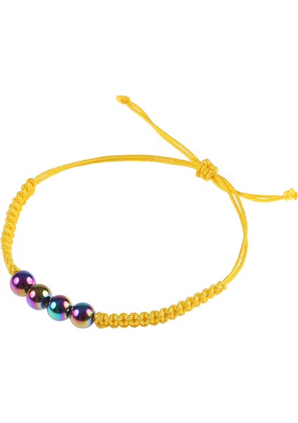 Renkli Titanyum Kaplamalı Hematit Taşlı Sarı Makreme Bileklik