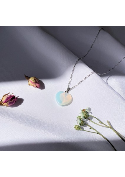 Opalit Taşı Kalp Kolye