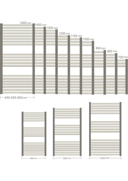 400 x 1100 mm Havlupan Radyatör Antrasit Renk 15 Borulu MNA4715 Anrasit