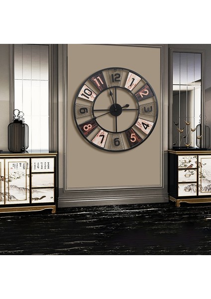 YX2023 60 cm Ferforje Yuvarlak Metal Duvar Saati Kahverengi (Yurt Dışından) indirimleri