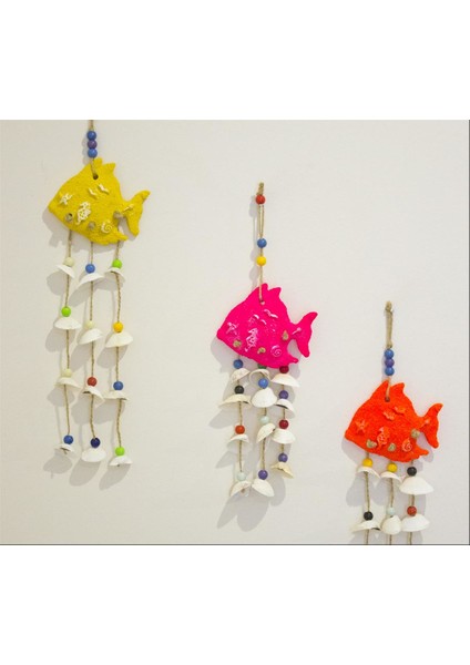 Antioch Artdesign Deniz Kabuklu Renkli Üçlü Balık Duvar Bahçe Balkon Süsü fiyatları