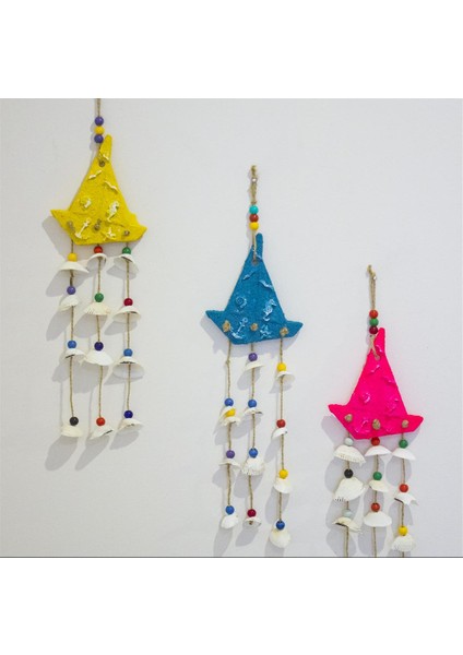 Antioch Artdesign Deniz Kabuklu Renkli Üçlü Yelkenli Gemi Duvar Bahçe Balkon Süsü fiyatları