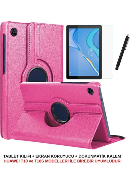 Huawei Matepad T10 9.7 Inç Kılıf Uyumlu Dönebilen Kılıf Ekran Koruyucu Dokunmatik Kalem Seti