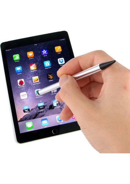 Dirençli Kapasitif Dokunmatik Ekran Hassas Dokunmatik Çift Stylus Kalem Gümüş (Yurt Dışından)