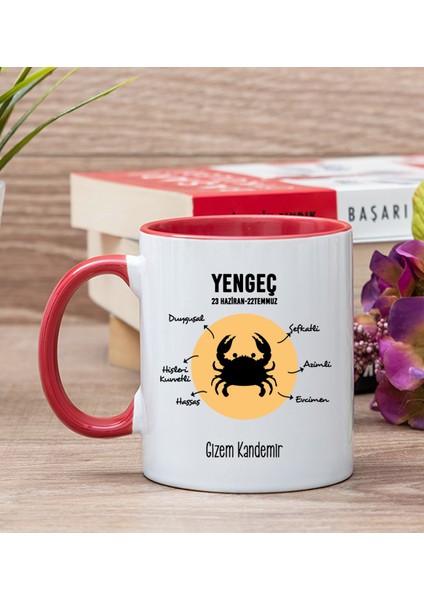 Kişiye Özel Yengeç Burcuna Hediye Kırmızı Kupa Bardak