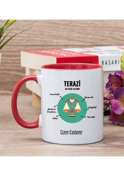 Kişiye Özel Terazi Burcuna Hediye Kırmızı Kupa Bardak