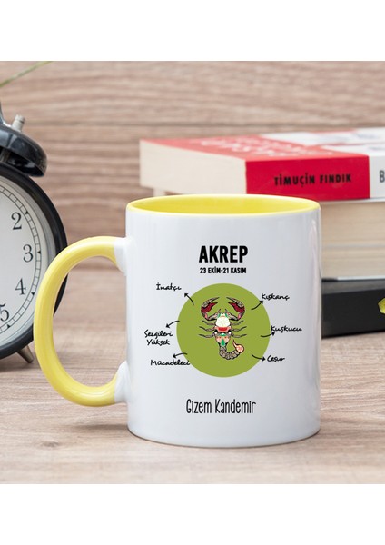 Kişiye Özel Akrep Burcuna Hediye Sarı Kupa Bardak