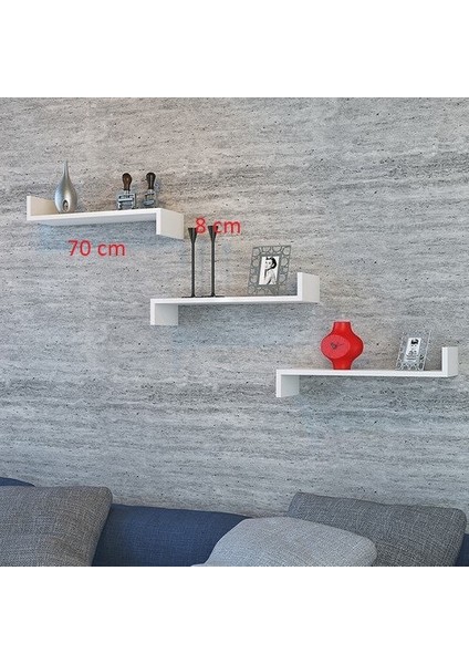 3 Lü Teno Duvar Rafı Beyaz Parlak fiyatları