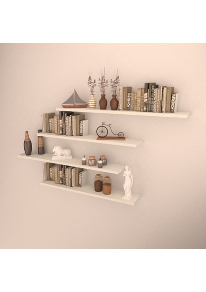 4 Lü Raf Set 90x90x80x80 Beyaz Parlak