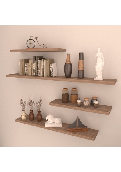 4 Lü Gizli Bağlantılı Raf Set 80 x 60 x 40 x 40 Wenge Mat
