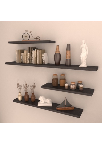 4 Lü Gizli Bağlantılı Raf Set 80 x 60 x 40 x 40 Wenge Mat