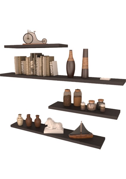 4 Lü Gizli Bağlantılı Raf Set 80 x 60 x 40 x 40 Wenge Mat