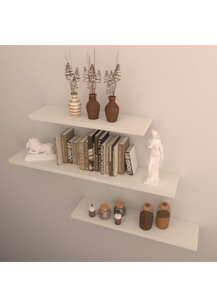 3 Lü Raf Set 80 x 60 x 40 Beyaz Parlak