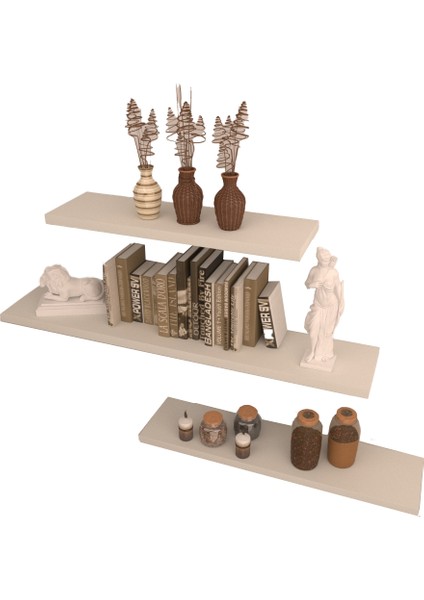 3 Lü Raf Set 80 x 60 x 40 Beyaz Parlak fırsatları