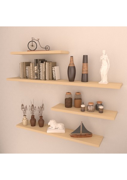 4 Lü Gizli Bağlantılı Raf Set 80 x 60 x 40 x 40 Akçaağaç Mat