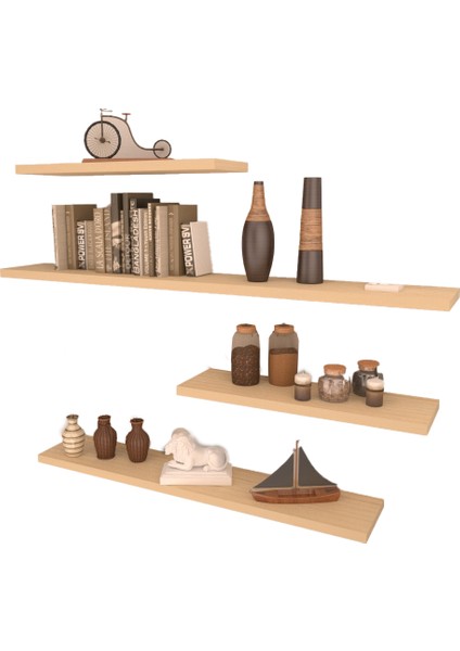 4 Lü Gizli Bağlantılı Raf Set 80 x 60 x 40 x 40 Akçaağaç Mat